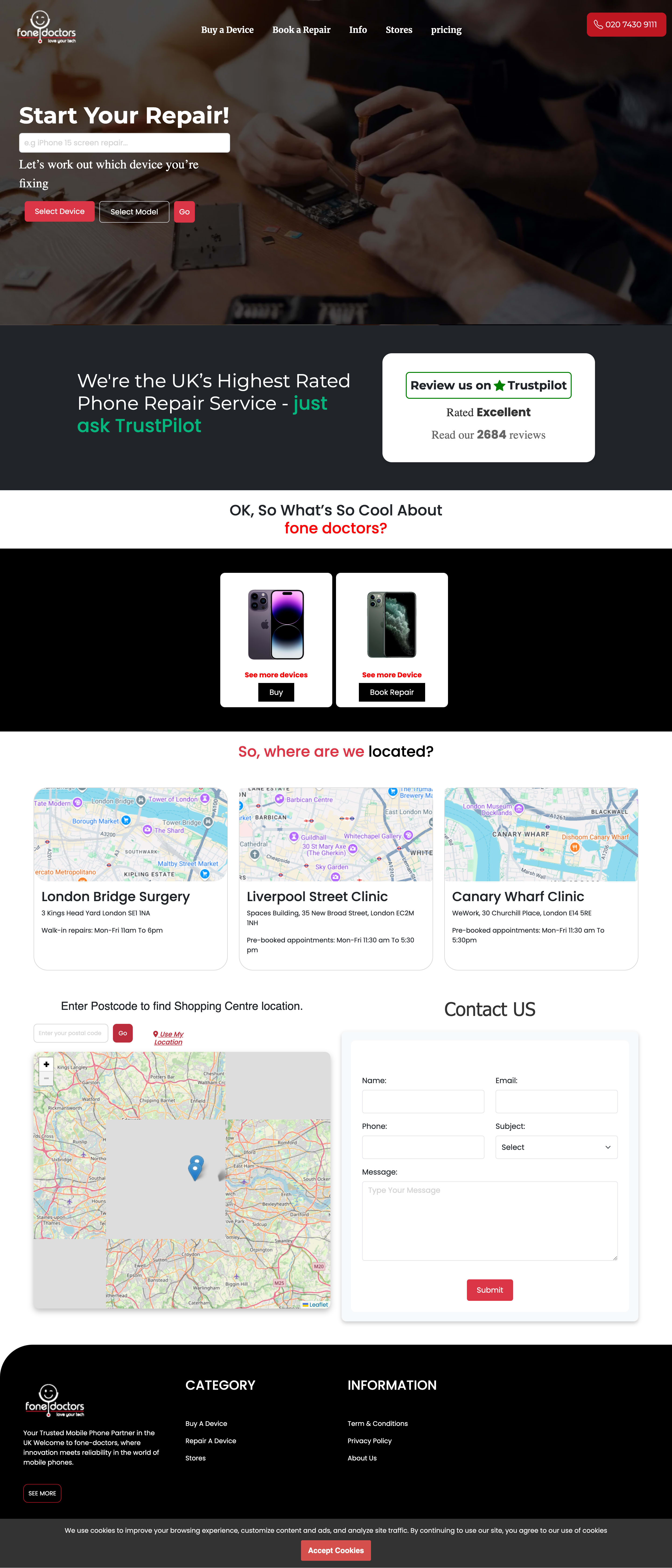 Screenshot of Mobile Repair Buy and Sell Website in Laravel